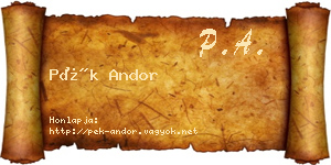 Pék Andor névjegykártya